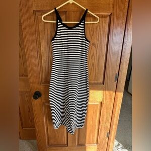 Black & White Striped Dress Old Navy Small Form Fitting Sundress Cotton Blend